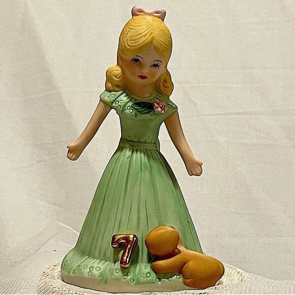7th birthday cake topper Growing up birthday girls vintage Enesco - Picture 1 of 10